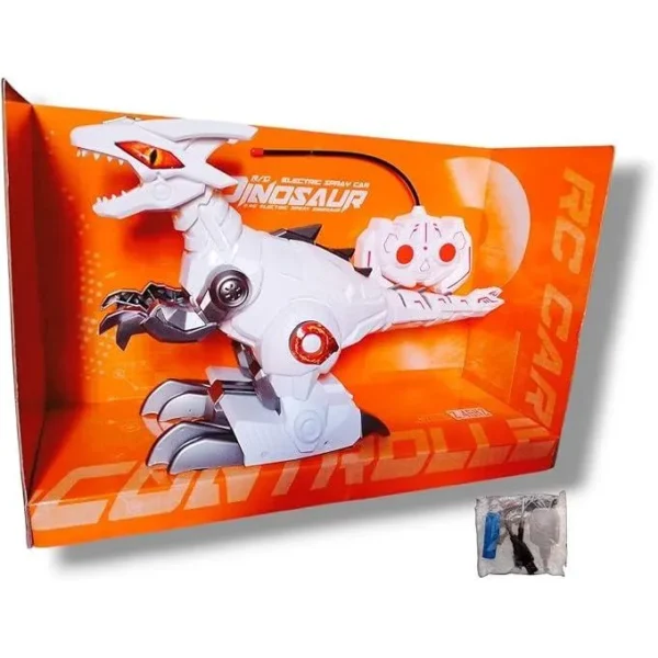 Remote Control Dinosaur 2.4G Toy with Spray Mist, Lights and Music for Kids