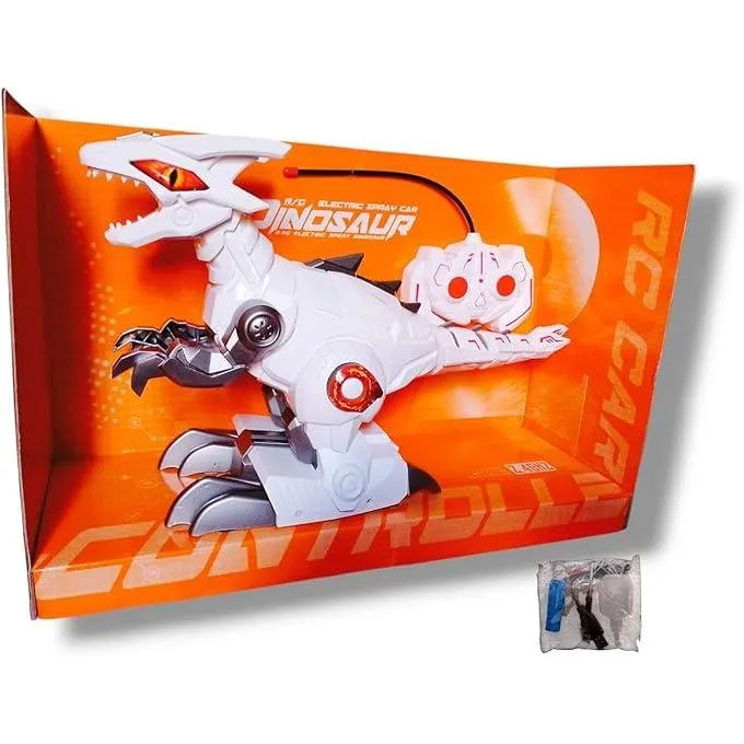 Remote Control Dinosaur 2.4G Toy with Spray Mist, Lights and Music for Kids