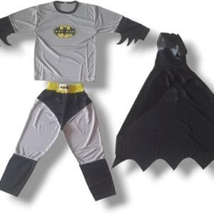 Gray Superhero Costume for Kids – 3-piece costume set with cape, top, and pants