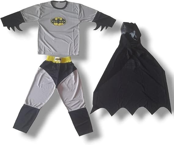 Gray Superhero Costume for Kids – 3-piece costume set with cape, top, and pants