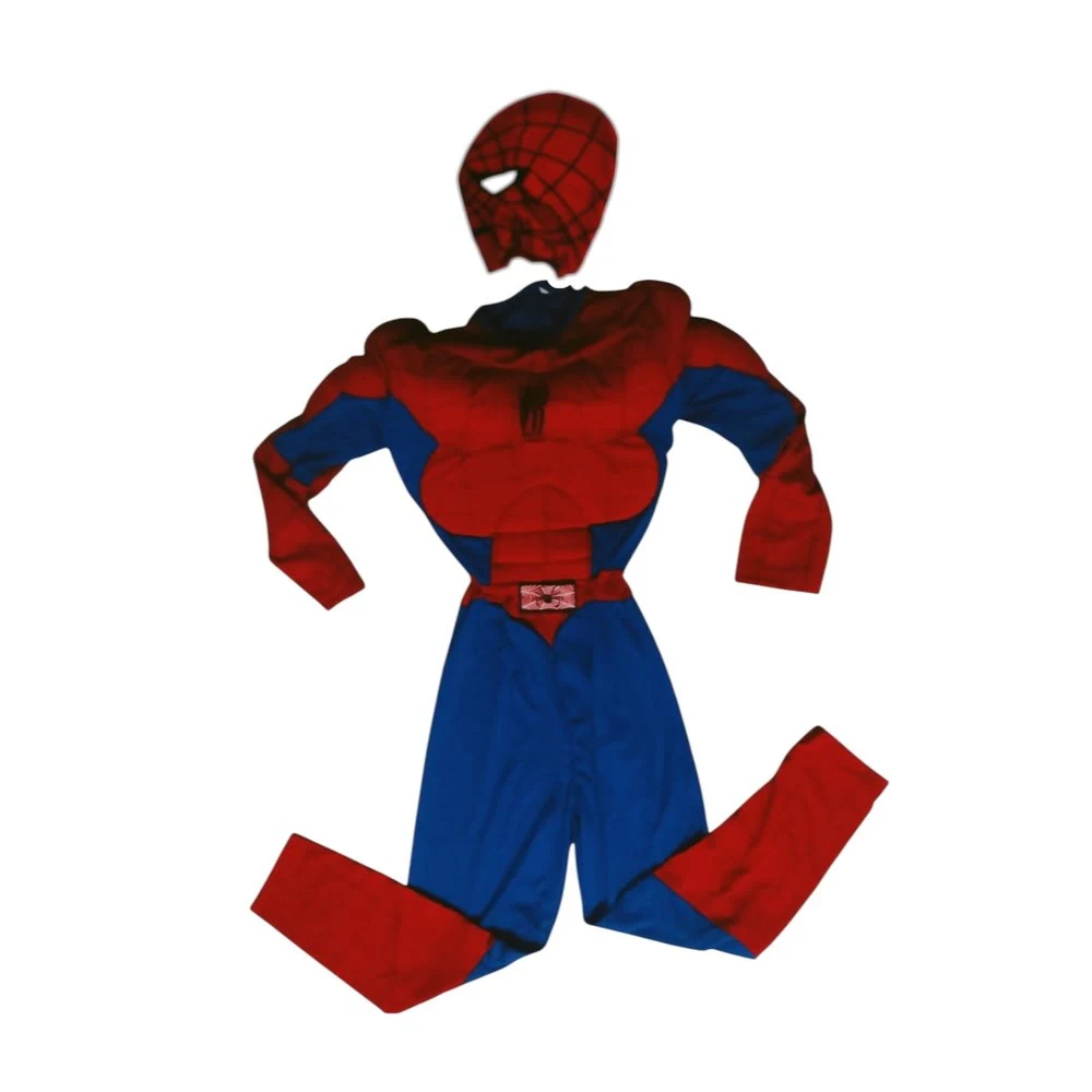 Red Spider Hero Costume for Kids - Muscle Padded Jumpsuit and Mask for Roleplay and Parties