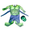 Green Muscle Hero Costume for Kids with padded suit and mask 1